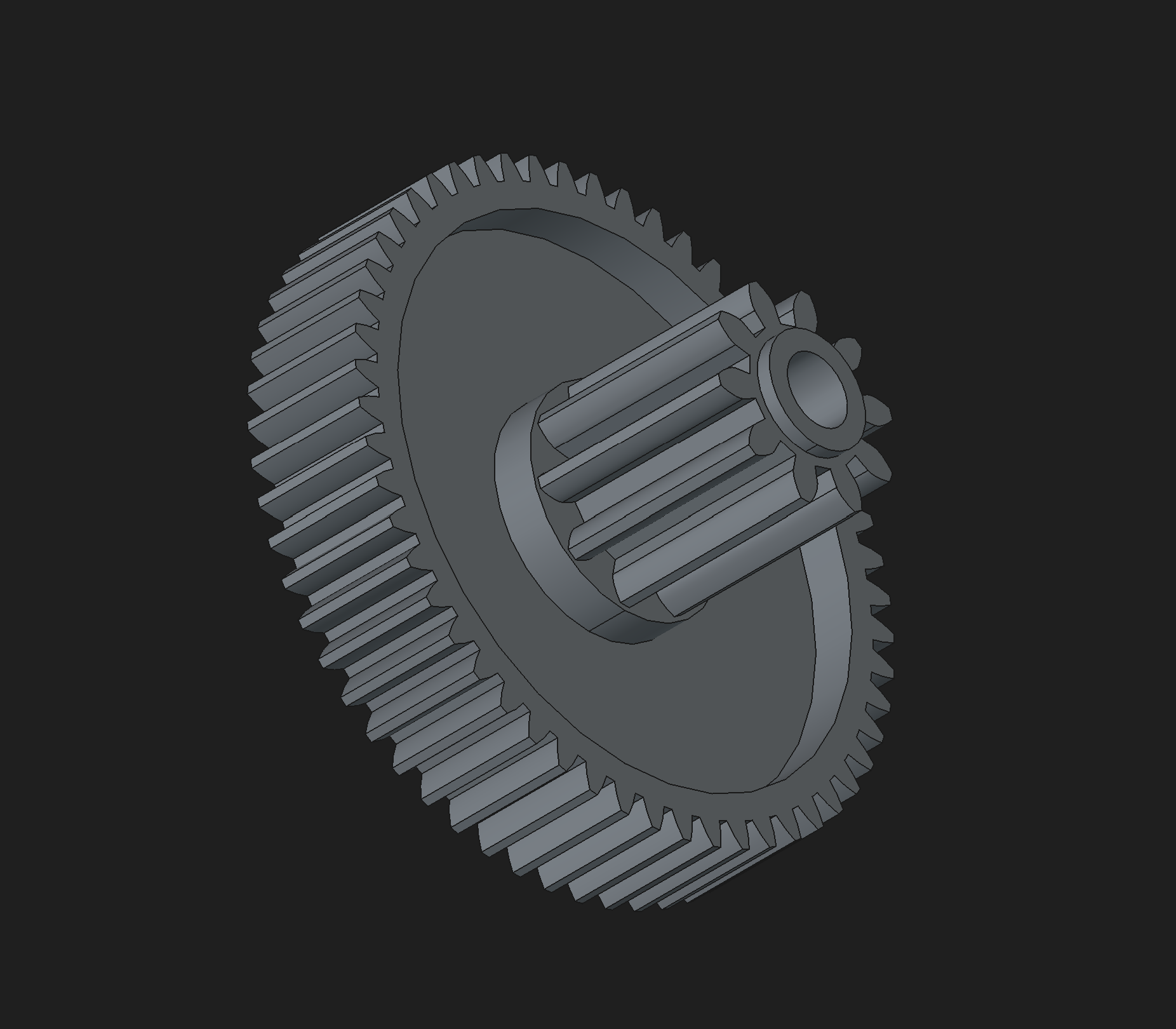 CAD model of the replacement motor gear ready for 3D printing.
