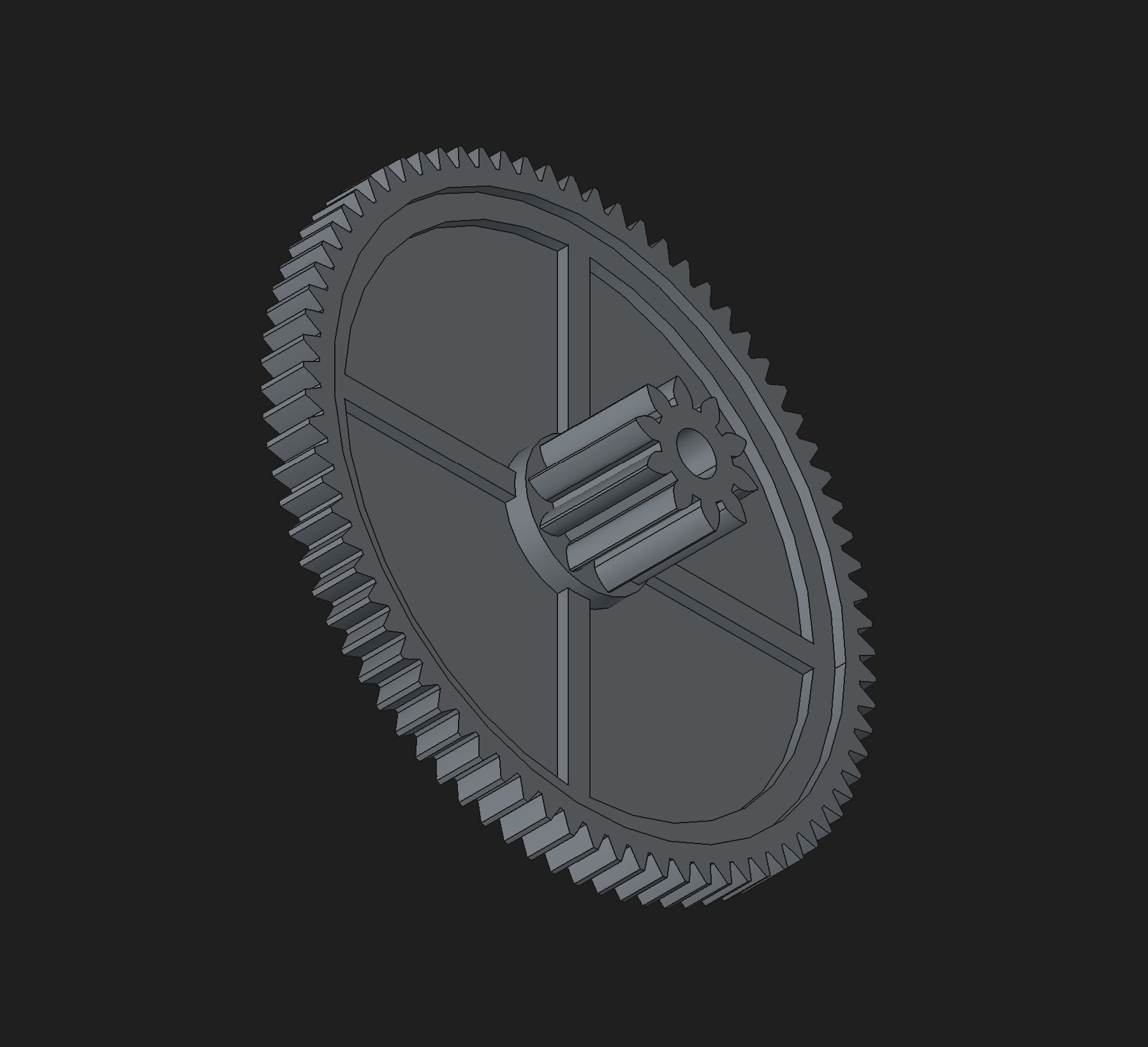 CAD model of the recreated steering gear ready for printing.