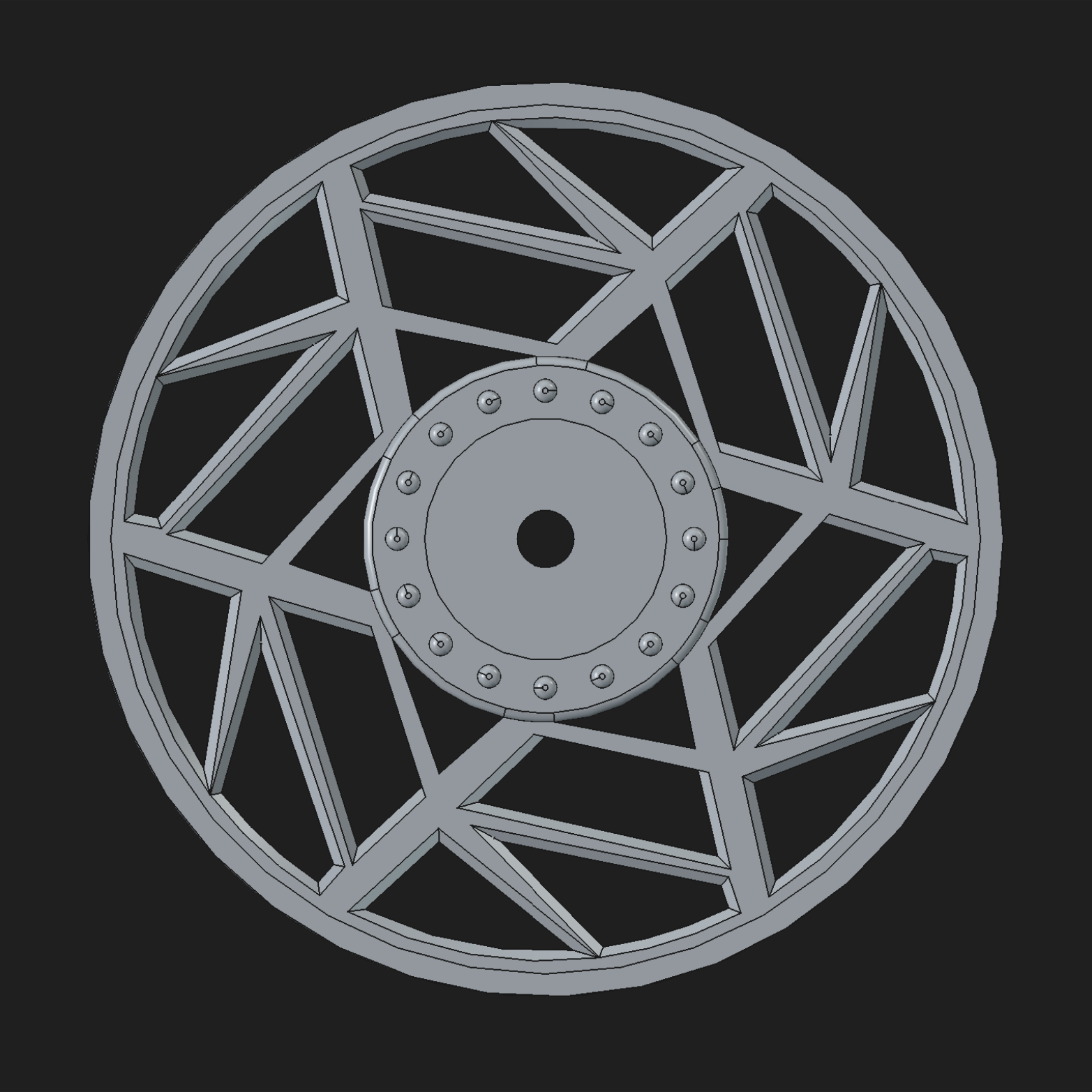 CAD rendering of custom Power Wheels hub cap design option 3.