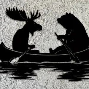 Moose & Bear Canoe 3D Printed Wall Art
