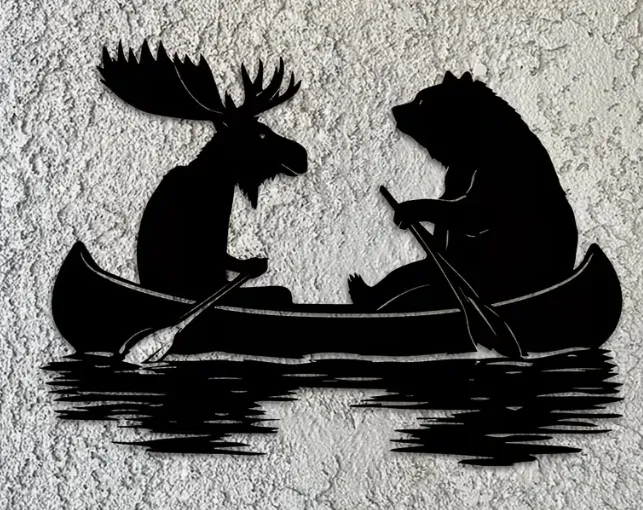 Moose & Bear Canoe 3D Printed Wall Art