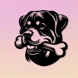 Rottweiler & Bone 3D Printed Wall Art