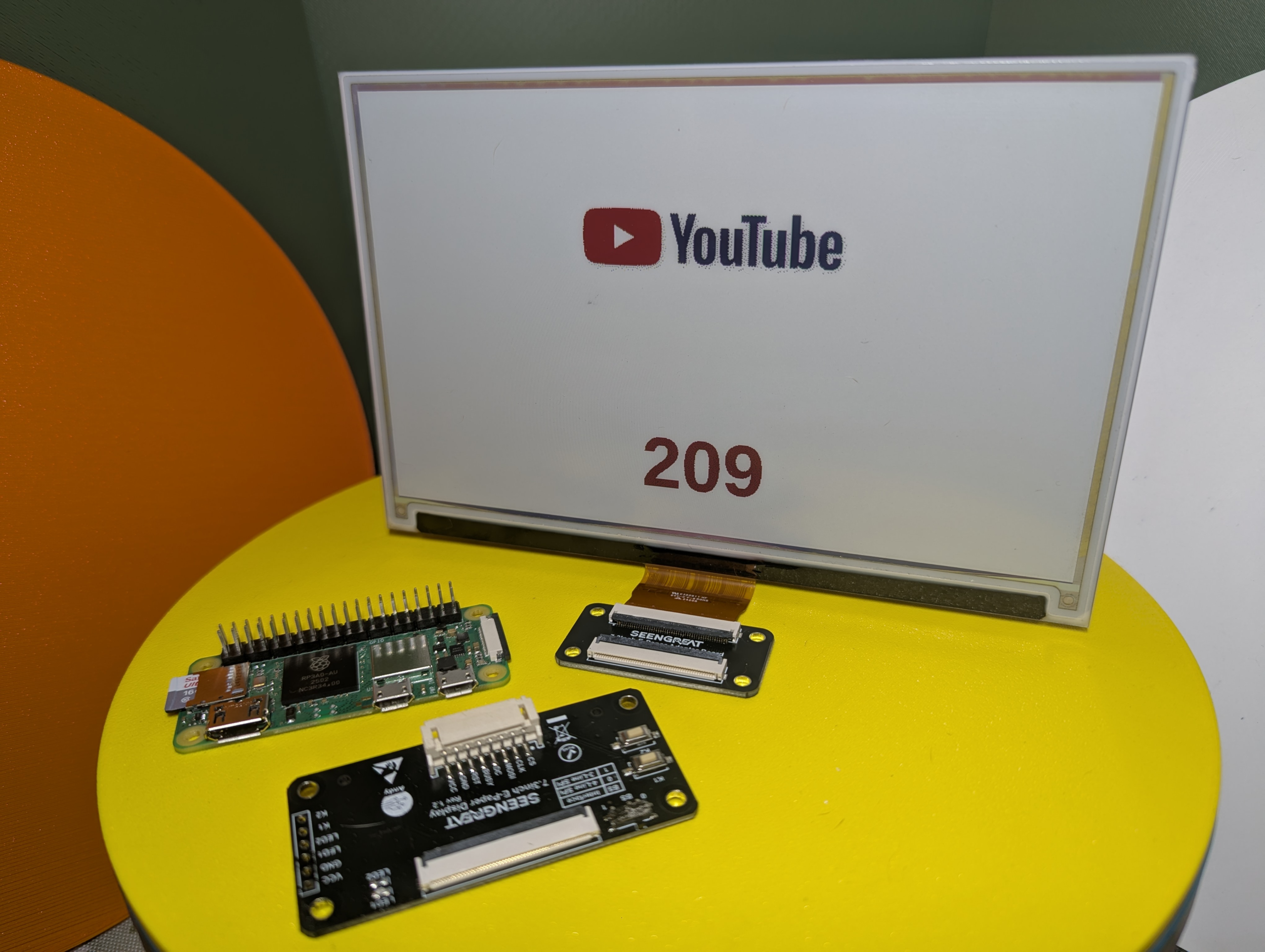 Waveshare e-ink display and electronics used for the custom wall frame project.